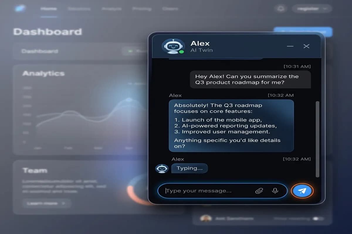 Capture d'écran du widget chat Twinty intégré sur un site web